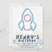 宇宙への旅 誕生日パーティー招待状カード (裏面)