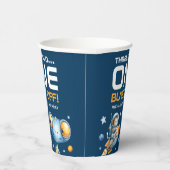 宇宙へ出発！ かわいいエイリアンの1歳の誕生日 紙コップ (右)