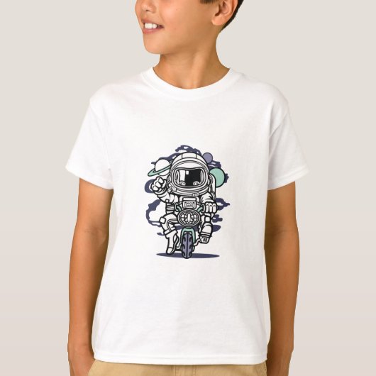 宇宙をサイクリングするクールな宇宙飛行士Tシャツ Tシャツ (正面)