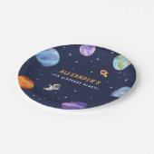 宇宙をテーマとしたかわいい誕生日パーティー水彩 ペーパープレート (アングル)