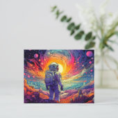 宇宙をテーマにしたイラスト ポストカード (スタンド正面)