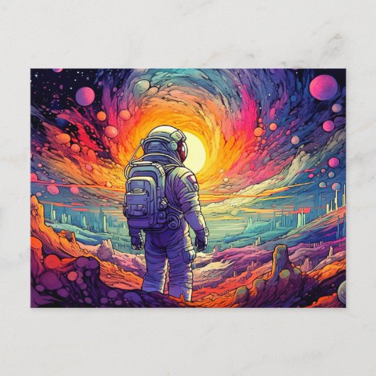 宇宙をテーマにしたイラスト ポストカード (正面)