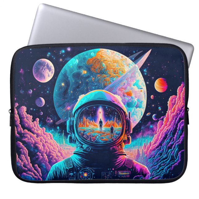 宇宙をテーマにしたイラスト ラップトップスリーブ (正面)