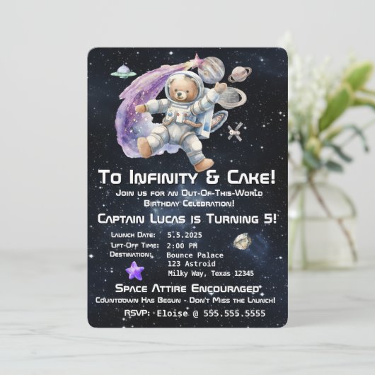 宇宙をテーマにしたキッドの誕生日招待状 招待状 (スタンド正面)