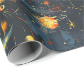 宇宙をテーマにしたシームレスなパターン。猫宇宙飛行士 ラッピングペーパー (ロールコーナー)