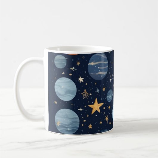 宇宙をテーマにしたデザイン コーヒーマグカップ (左)