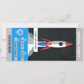 宇宙をテーマにしたバーチャルバースデーパーティー旅行チケット 招待状 (正面)