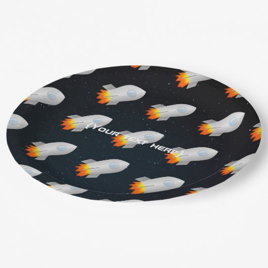 宇宙をテーマにしたパーティー パーソナライズされた ペーパープレート (アングル)