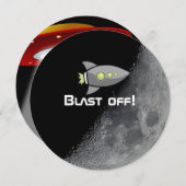 宇宙をテーマにしたパーティー パーソナライズされた 招待状 (正面/裏面)