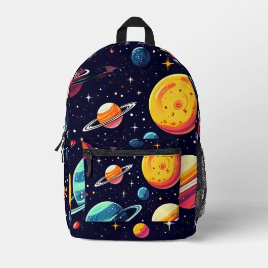 宇宙をテーマにしたプリントカットソーバッグ プリントバックパック (正面)