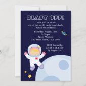 宇宙をテーマにした女の子の誕生日パーティー 招待状 (正面)