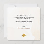 宇宙をテーマにした子供用宇宙飛行士の誕生日カード サンキューカード (裏面)