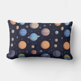 宇宙をテーマにした惑星と星のデザイン ランバークッション
