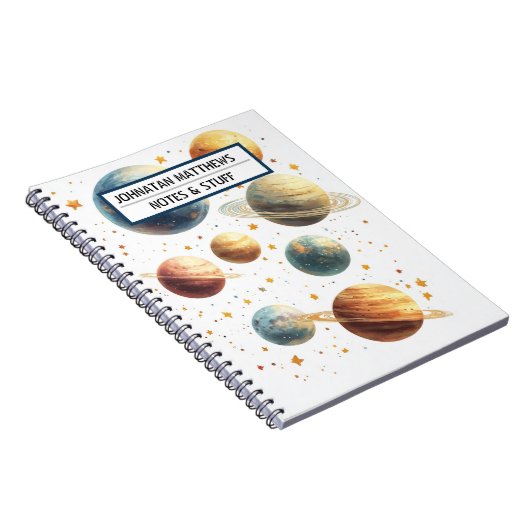 宇宙をテーマにした惑星スパイラル写真ノートブック ノートブック (右側)