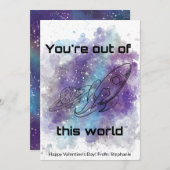 宇宙をテーマにした教室のバレンタインデーのカード シーズンカード (正面/裏面)