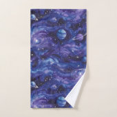 宇宙をテーマにした星と惑星のパターン バスタオルセット (ハンドタオル)