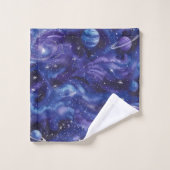 宇宙をテーマにした星と惑星のパターン バスタオルセット (ウォッシュタオル)