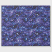 宇宙をテーマにした星と惑星のパターン ラッピングペーパー (フラット)