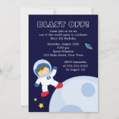 宇宙をテーマにした男の子の誕生日パーティー 招待状 (正面)