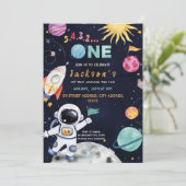 宇宙をテーマにした第1の誕生日パーティー 招待状 (スタンド正面)