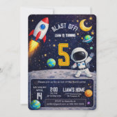 宇宙をテーマにした誕生日の大爆発 招待状 (正面)