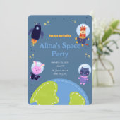宇宙をテーマにした誕生日の招待状 招待状 (スタンド正面)