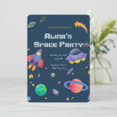 宇宙をテーマにした誕生日の招待状 招待状 (スタンド正面)