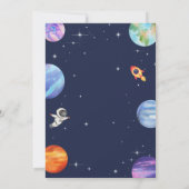 宇宙をテーマにした誕生日パーティーかわいい水彩 招待状 (裏面)
