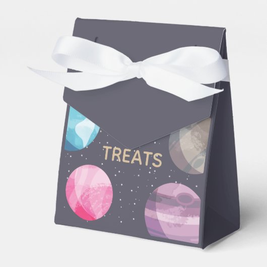 宇宙をテーマにした誕生日パーティーのお願いボックス フェイバーボックス (正面サイド)