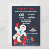 宇宙をテーマにした誕生日パーティーの写真入り招待状 招待状 (正面)