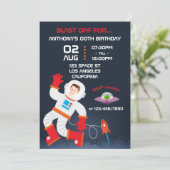 宇宙をテーマにした誕生日パーティーの写真入り招待状 招待状 (スタンド正面)