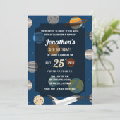 宇宙をテーマにした誕生日パーティーの招待状 招待状 (スタンド正面)