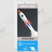 宇宙をテーマにした誕生日パーティー旅行チケット 招待状 (裏面)