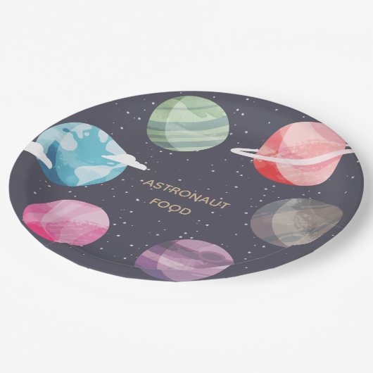 宇宙をテーマにした誕生日パーティー紙プレート ペーパープレート (アングル)