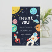 宇宙をテーマにした誕生日パーティー サンキューカード (スタンド正面)