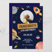 宇宙をテーマにした誕生日パーティー 招待状 (正面/裏面)