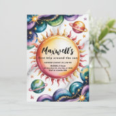 宇宙をテーマにした誕生日パーティー 招待状 (スタンド正面)