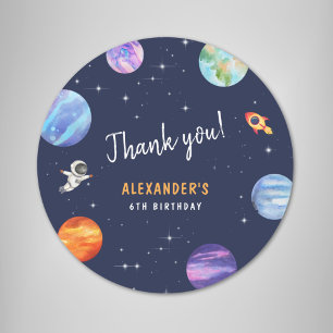 宇宙をテーマにした誕生日会お願いありがとう ラウンドシール