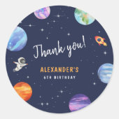 宇宙をテーマにした誕生日会お願いありがとう ラウンドシール (正面)