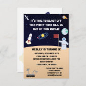 宇宙をテーマにした誕生日会の招待状。ブラスト・オフ 招待状 (正面/裏面)