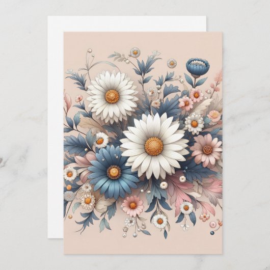 宇宙をデイジーエレガントフローラで変換 招待状 (正面/裏面)