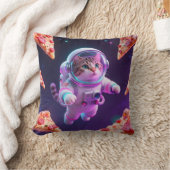 宇宙を冒険する宇宙飛行士猫 パスタのピザ クッション (ブランケット)