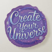 宇宙を創る – 宇宙タイポグラフィアート ラウンドクッション (裏面)