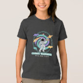 宇宙を彷徨う宇宙飛行士望遠鏡 トライブレンドTシャツ (正面)