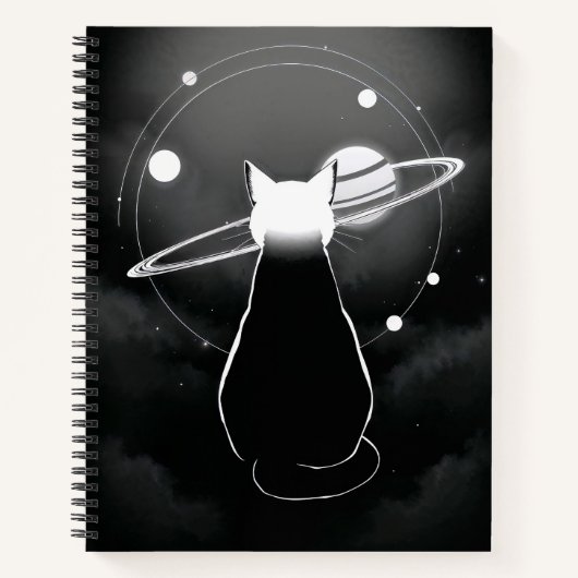 宇宙を彷徨う猫のミニマリストノート ノートブック (正面)