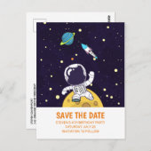 宇宙を探索する宇宙飛行士日付を保存 ポストカード (正面/裏面)
