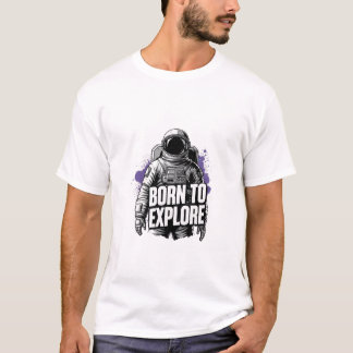 宇宙を探索する生まれつきの宇宙飛行士 パープル ネビュラ アート Tシャツ