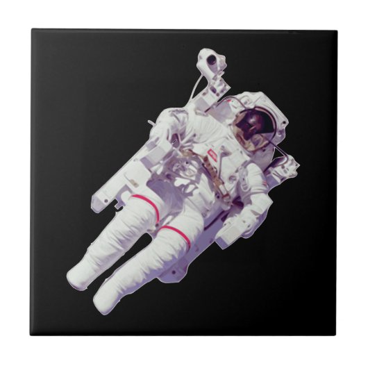 宇宙を探索する：レトロ宇宙飛行士 タイル (正面)