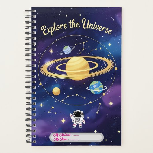 宇宙を探索する – Astronomy Notebook Cover プランナー手帳 (正面)