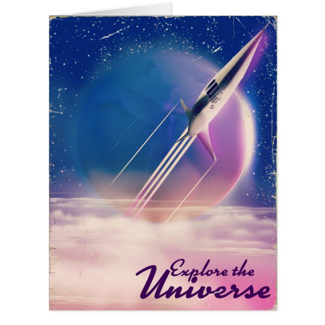宇宙を探索 ビンテージ宇宙ポスター (正面)